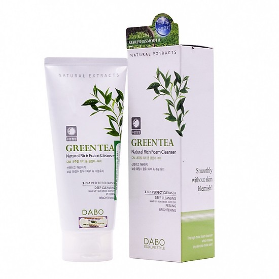 [HCM]Sữa rửa mặt trà xanh ngừa mụn sạch nhờn 3 in 1 Dabo Green Tea Natural Rich Foam Cleanser ( 180ml )