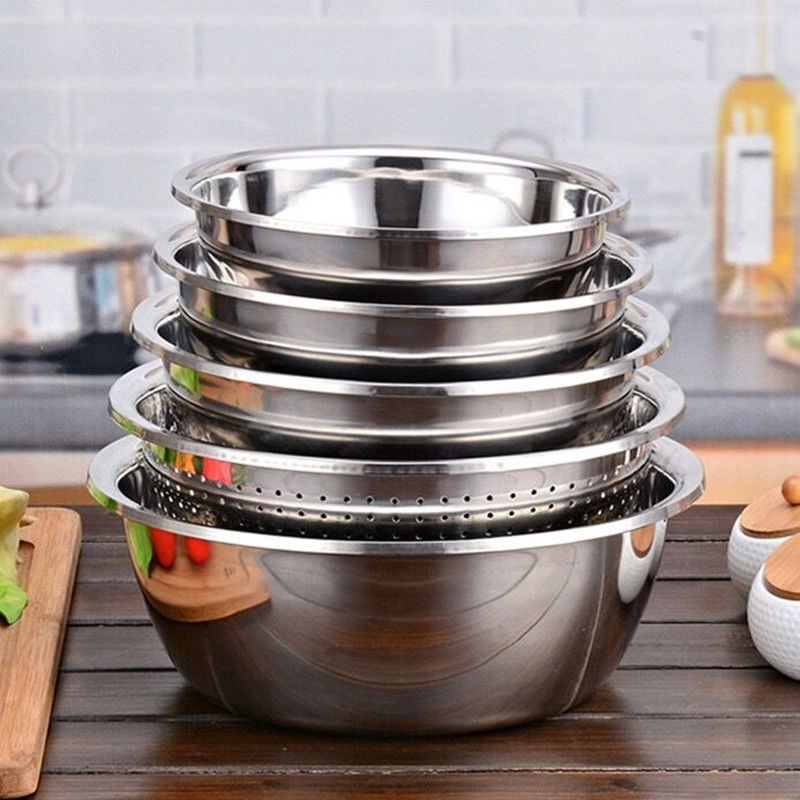 Bộ 5 rổ chậu inox cao cấp rửa rau