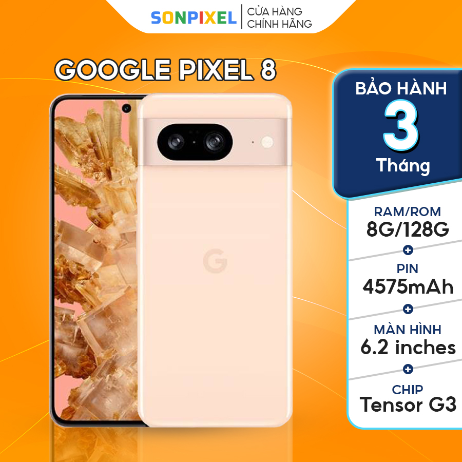 Điện thoại google pixel 8, ram 8/128/256gb, chip tensor g3 với ai camera siêu đỉnh, sonpixel.