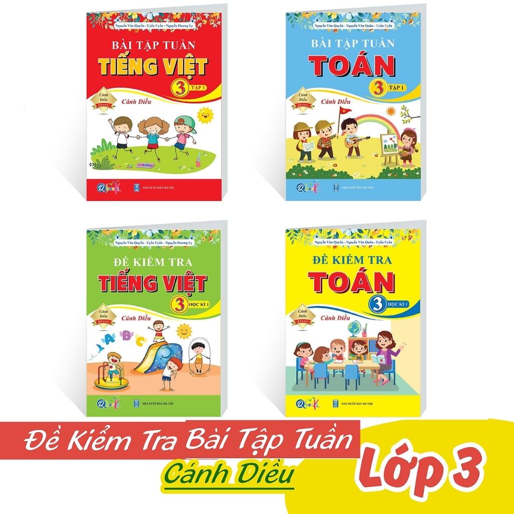 Sách - Combo 4 Cuốn Bài Tập Tuần và Đề Kiểm Tra Toán - Tiếng Việt Lớp 3 - Học Kì 1 - Cánh Diều