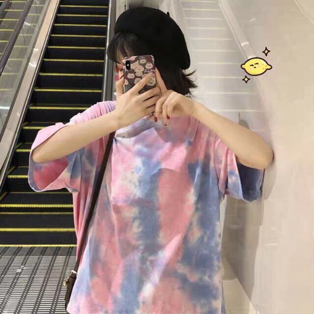 Áo thun tay lỡ nam nữ unisex màu loang - áo thun phông rộng thời trang nam nữ bắt trent