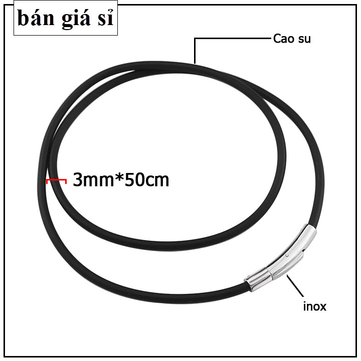 [HCM]Dây chuyền cao su nam nữ khóa chốt inox cao cấp không mặt không đen vĩnh viễn - 3mm / 4mm / 5mm