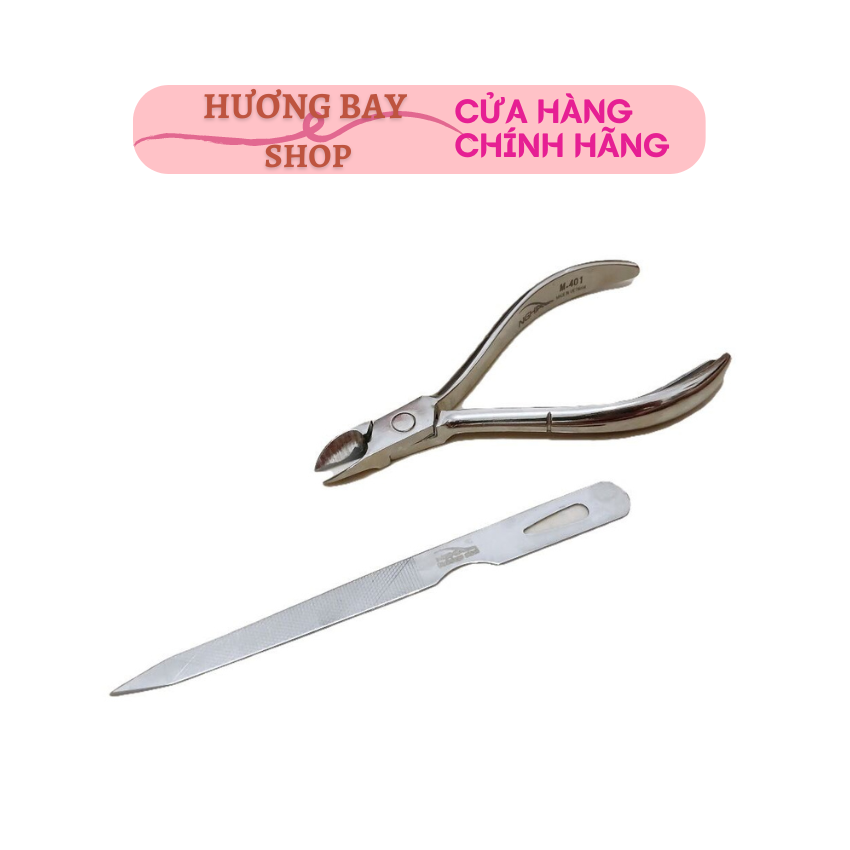 Combo Kềm cắt móng tay + dũa móng kềm Nghĩa làm bằng sét không rỉ hàng chính hãng