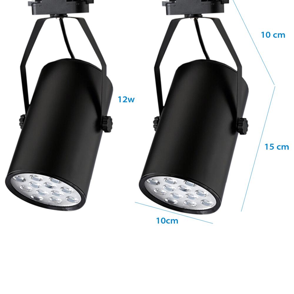 Bộ 10 đèn led rọi thanh ray 12w vỏ đen ánh sáng trắng và 2 thanh ray 1 mét đen