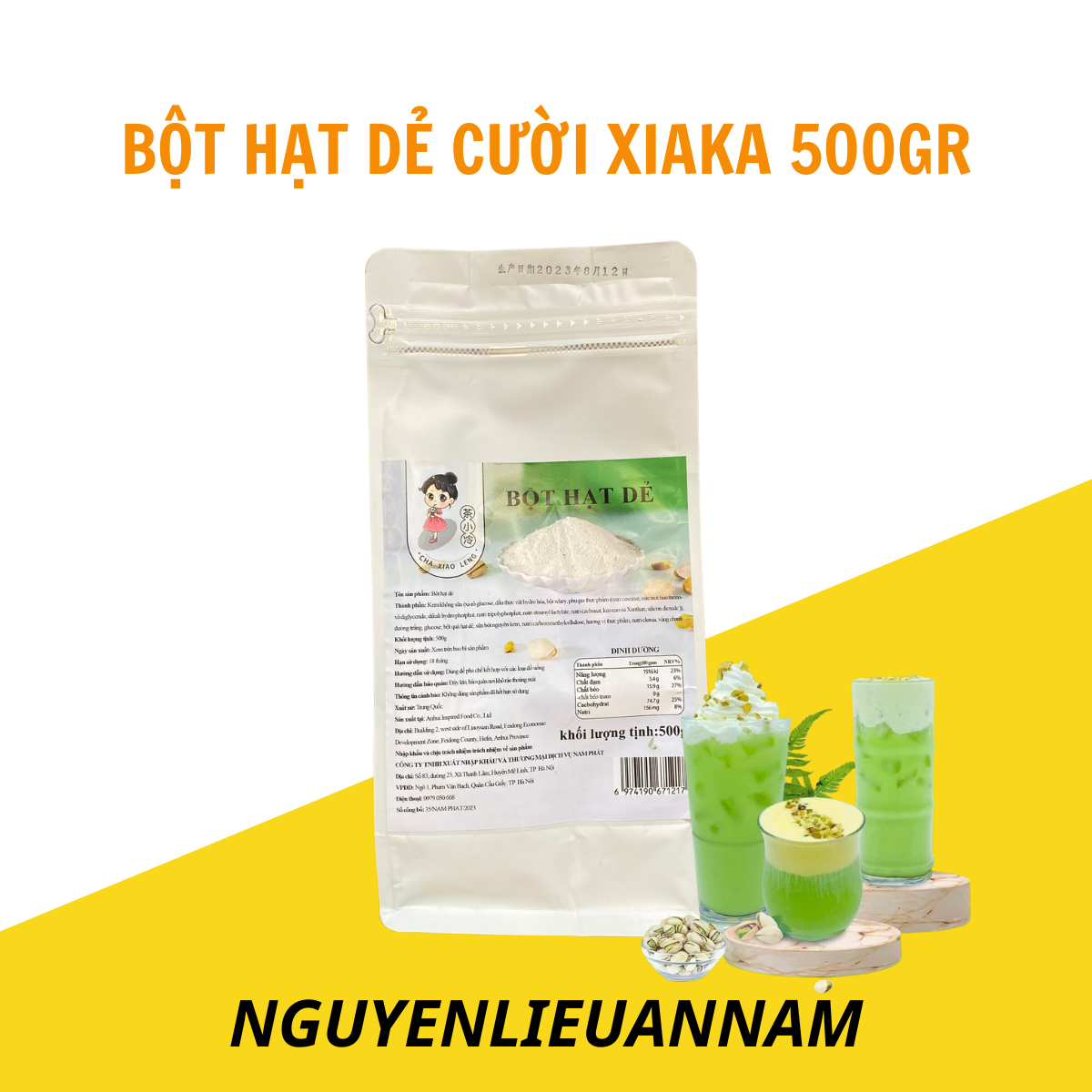 Bột hạt dẻ cười Xiaka túi 500gr pha trà sữa thơm ngon, béo ngậy