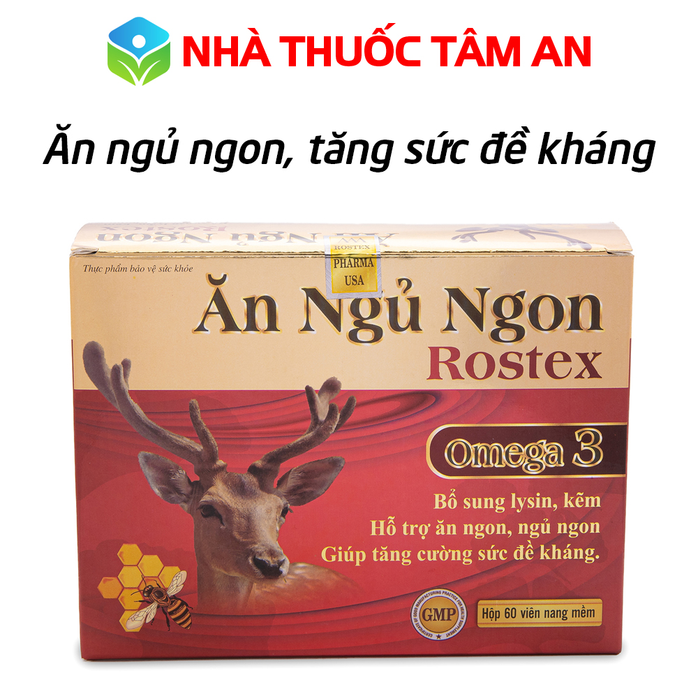 Viên uống Ăn Ngủ Ngon Rostex giúp ăn ngon, ngủ ngon, tăng cường sức đề kháng - Hộp 60 viên