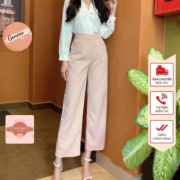 Quần Ống Rộng Lưng Cao Khóa Sườn DáNg DàI Vải Mềm Vitex Nhiều Màu Siêu Sang