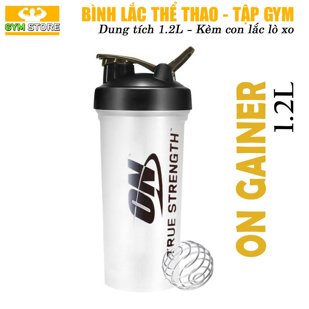 Bình lắc tập GYM Bình nước thể thao Optimun Nitrition 1.2Lit