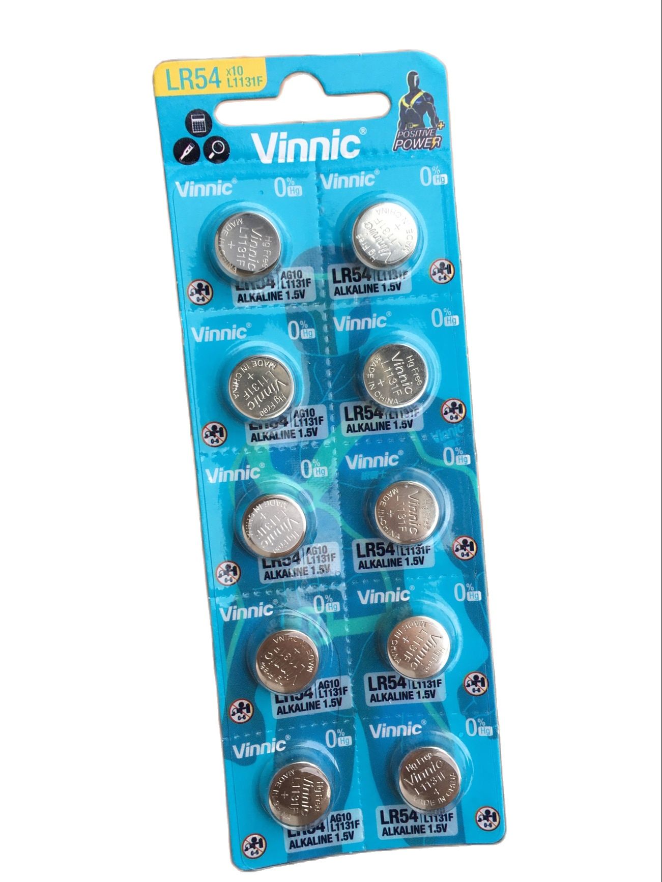 10 Viên Pin Cúc Áo L1131F / AG10 / LR54 / LR1130 Vinnic 1,5V