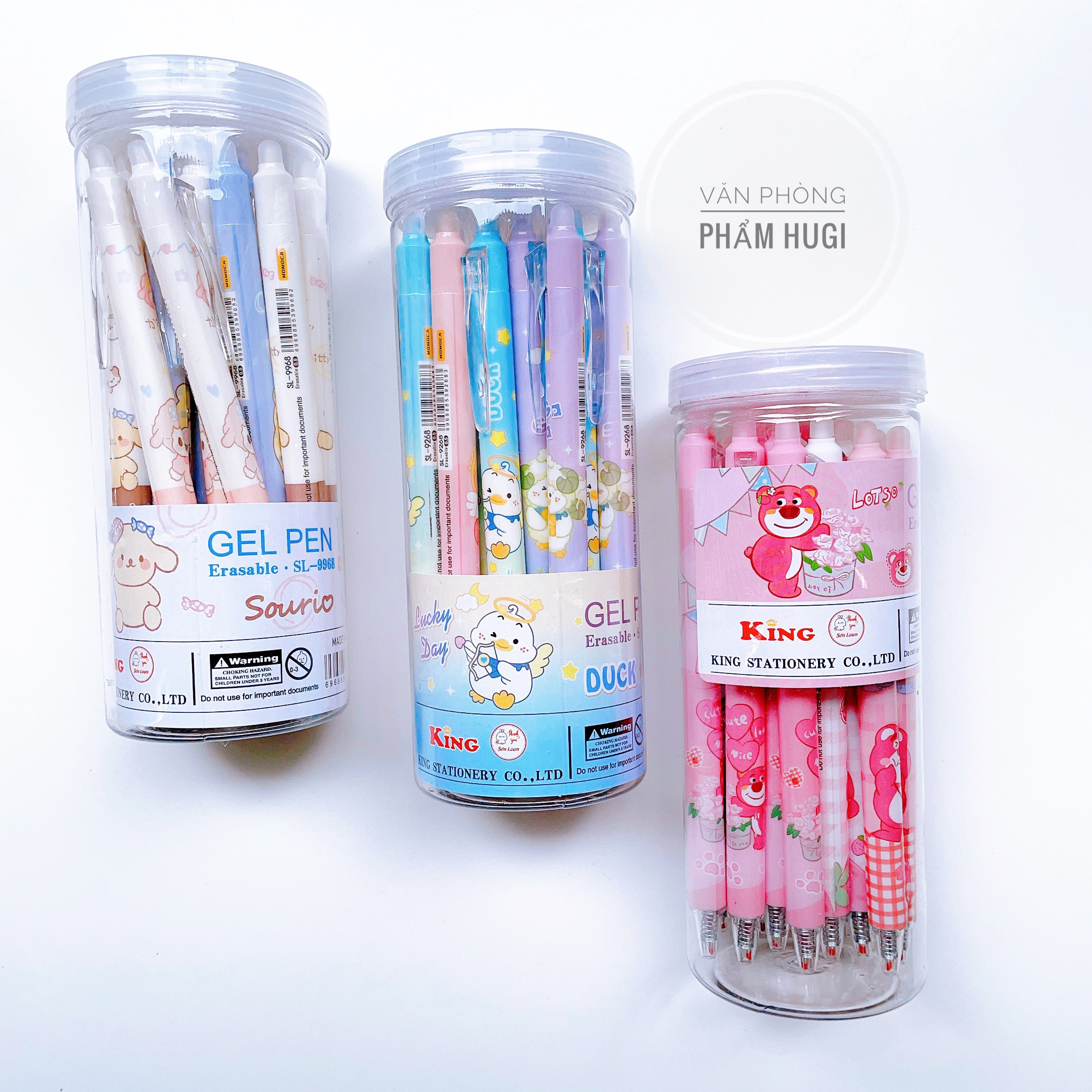 Lon 20 Cây Bút Gel Bấm Tẩy Xóa Được nhiều mẫu dễ thương (mực Xanh/Tím) tiết kiệm hơn
