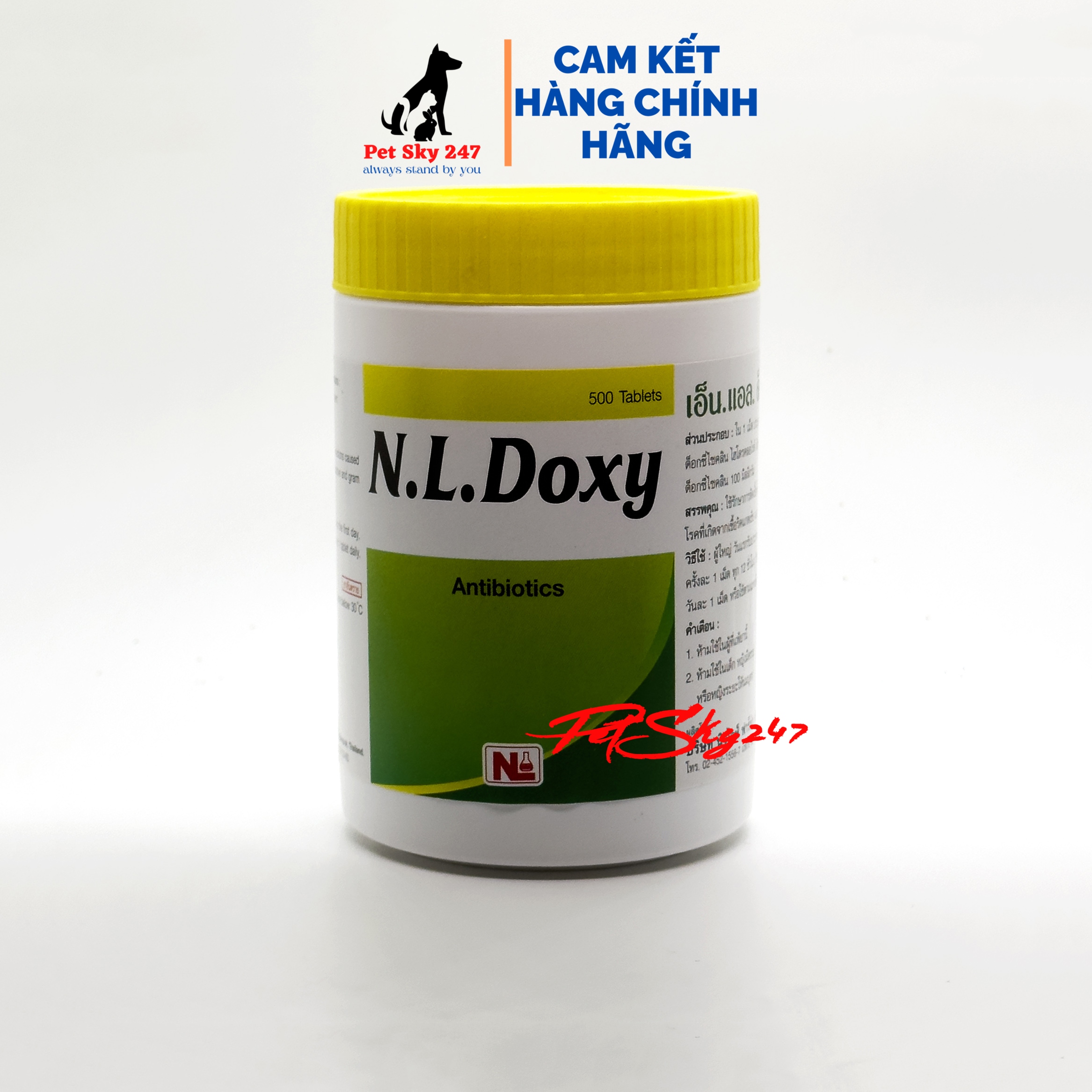NL Doxy (Doxycycline 100mg) Dùng Cho Thú Y Hô Hấp, Ký Sinh Trùng Máu Hộp 500 Viên