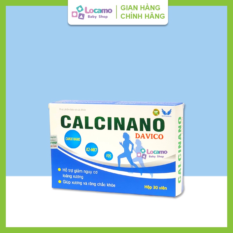 Viên uống Calcinano Davico hỗ trợ giảm nguy cơ loãng xương giúp xương răng chắc khỏe Hộp 30 viên