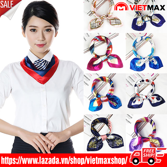 Khăn Lụa Satin Vuông Quàng Cổ Kiêm Buộc Tóc Thanh Lịch