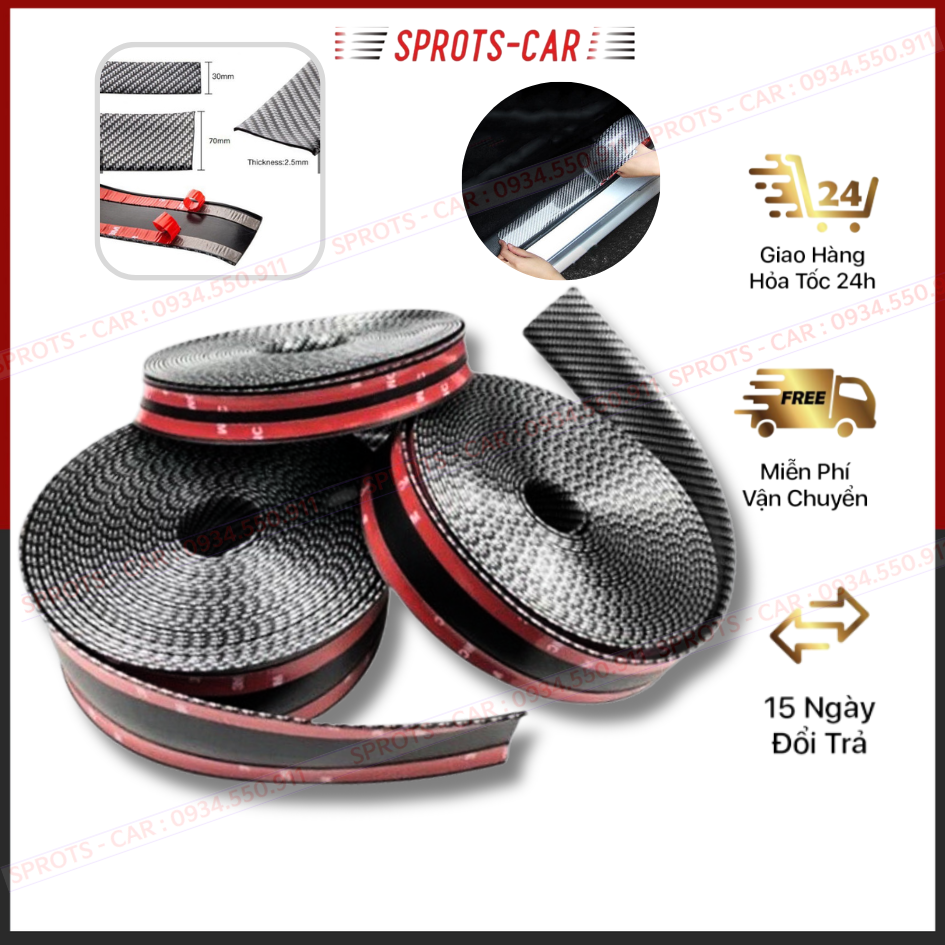 Miếng dán chống xước mạ cacbon cao cấp - Nẹp cacbon dán chống xước nhiều vị trí trên ô tô