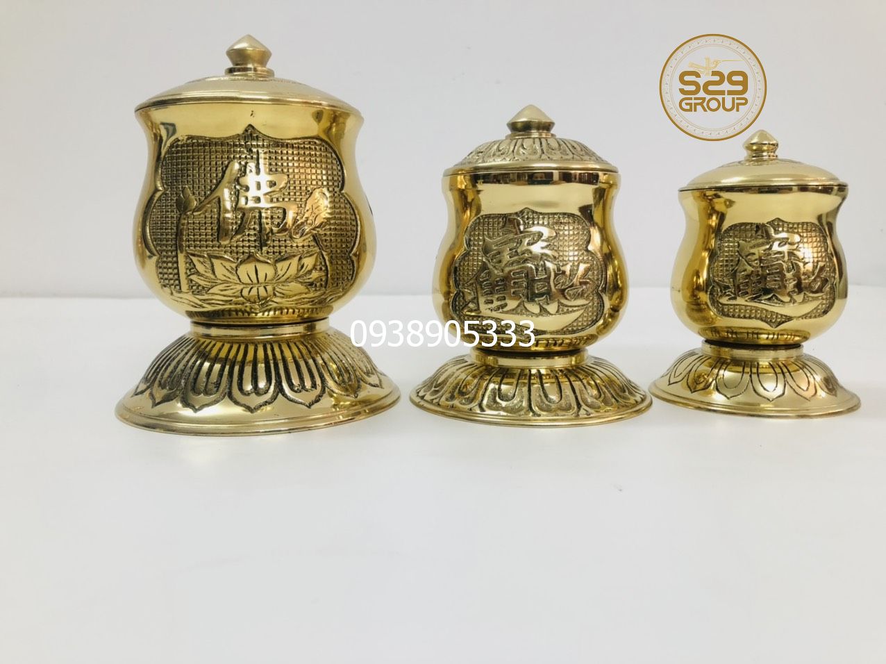 Chóe đựng gạo,muối,nước thờ cúng bằng đồng Vĩnh Tiến,nhiều kích thước để phù hợp bàn thờ