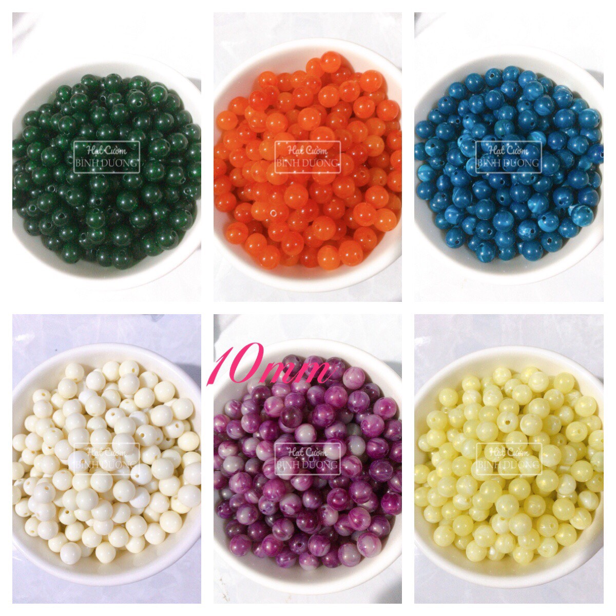 Hạt cườm nhựa giả đá sâu vòng tay hạt đẹp đều gói 100gr