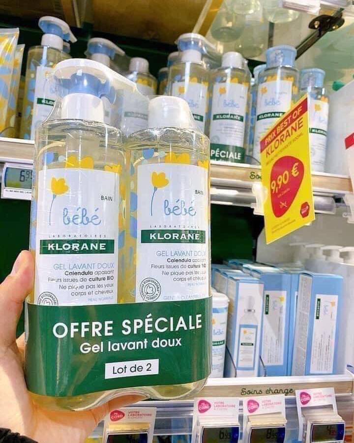 Sữa tắm gội 2in1 Klorane bebe mẫu mới nhất chai 500ml sét 2 chai
