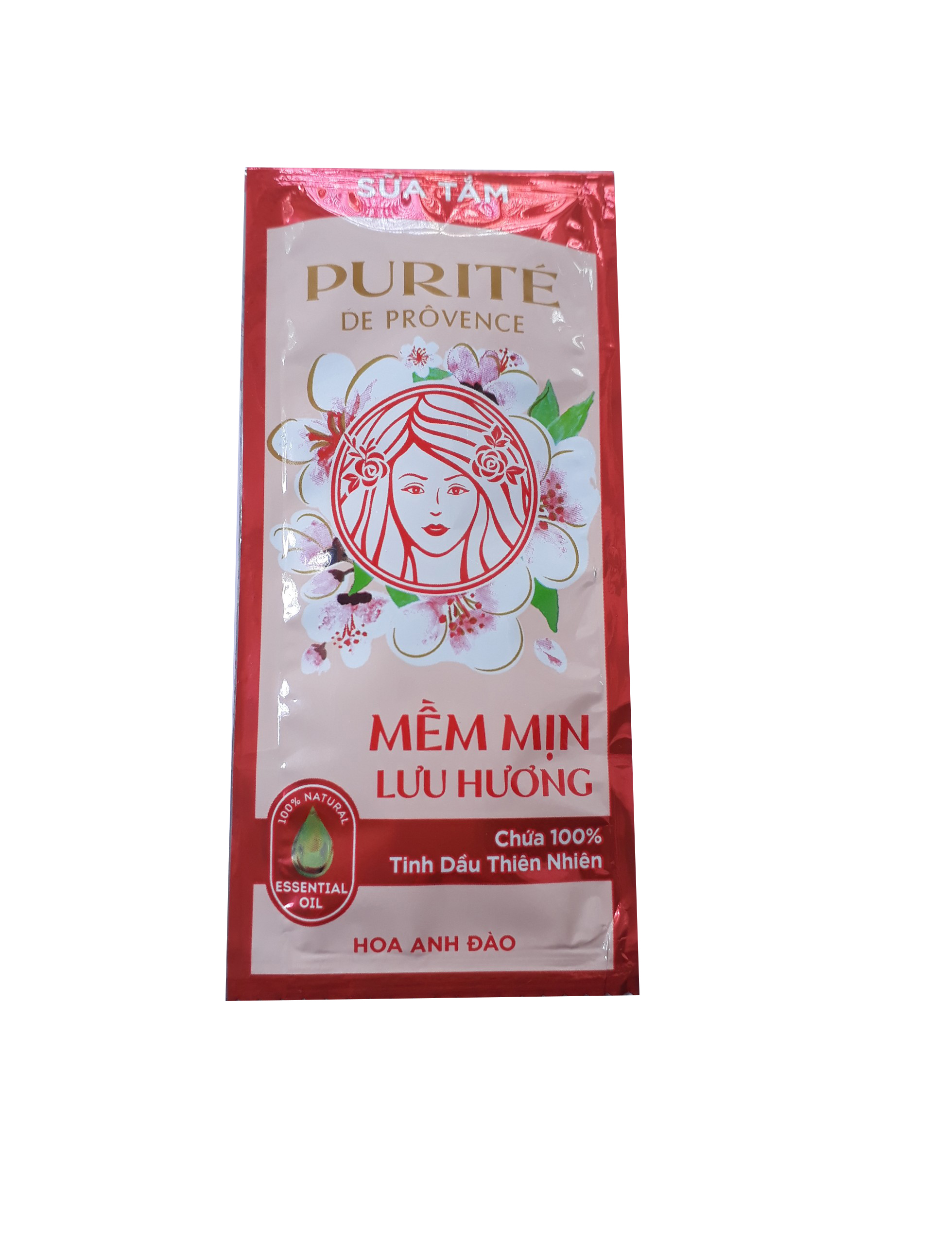 Sữa tắm Purite Hoa Anh Đào tinh dầu thiên nhiên, mềm mịn lưu hương, dưỡng ẩm (10 gói x5,8g) - Mỹ phẩm Mộc Lan