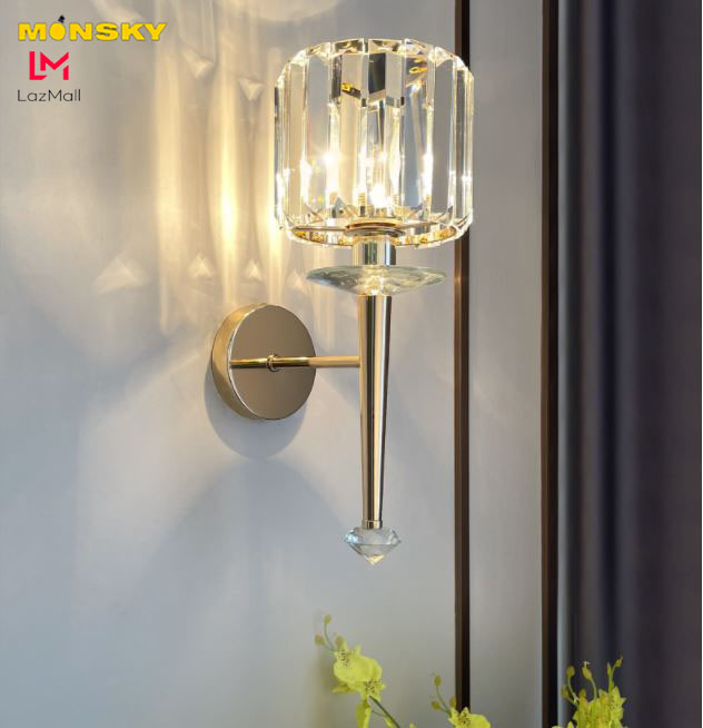 Đèn tường MONSKY CAVIS pha lê cao cấp trang trí nhà cửa, quán cafe hiện đại - kèm bóng LED chuyên dụng.