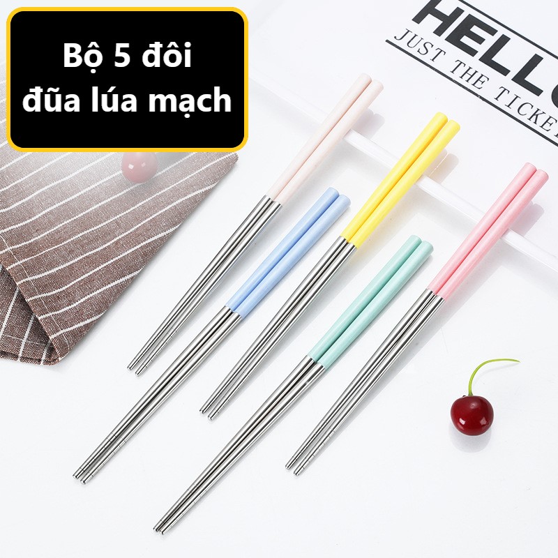 Đũa Inox 304 bọc nhựa lúa mạch chống trượt