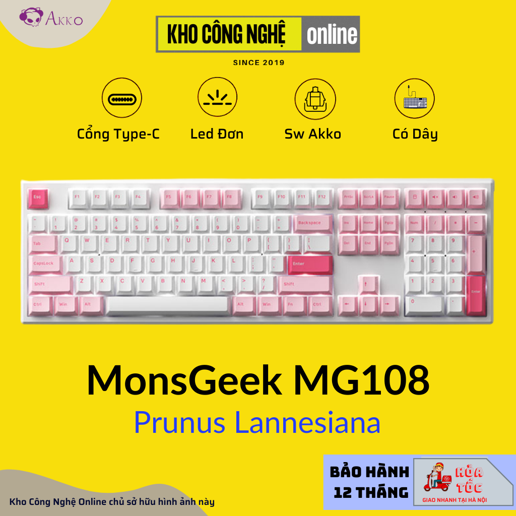 Bàn phím cơ MonsGeek MG108 Prunus Lannesiana (White LED / AKKO cs switch) - Hàng Chính Hãng