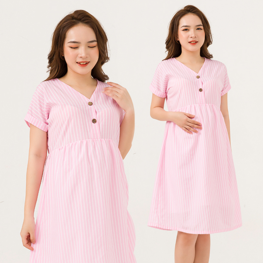 Đầm bầu dáng babydoll MOLYS VM6644 có đai rời điều chỉnh mặc hết thai kỳ