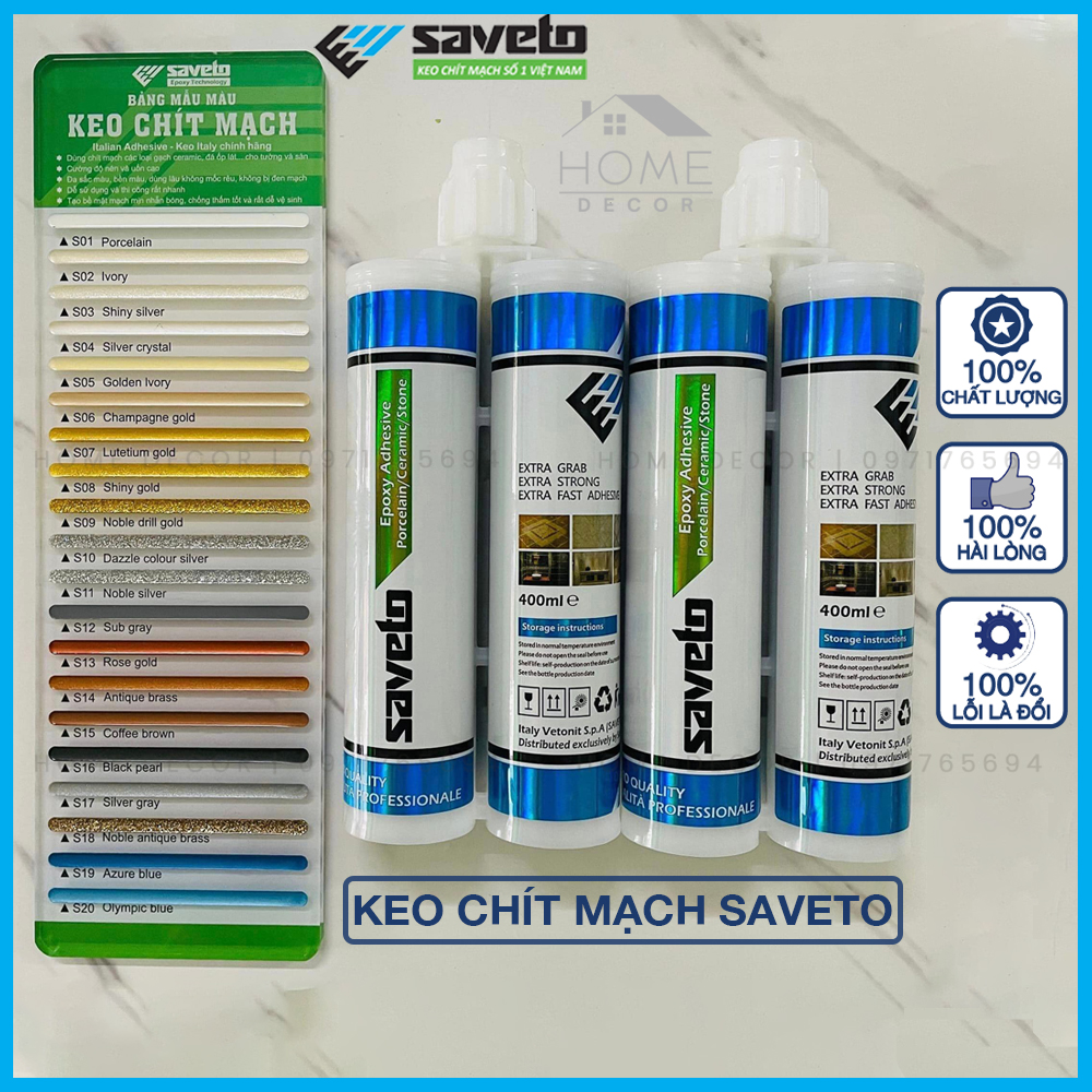 5 chai keo chít mạch saveto, keo chà ron 2 thành phần saveto cao cấp chống thấm, bụi bẩn