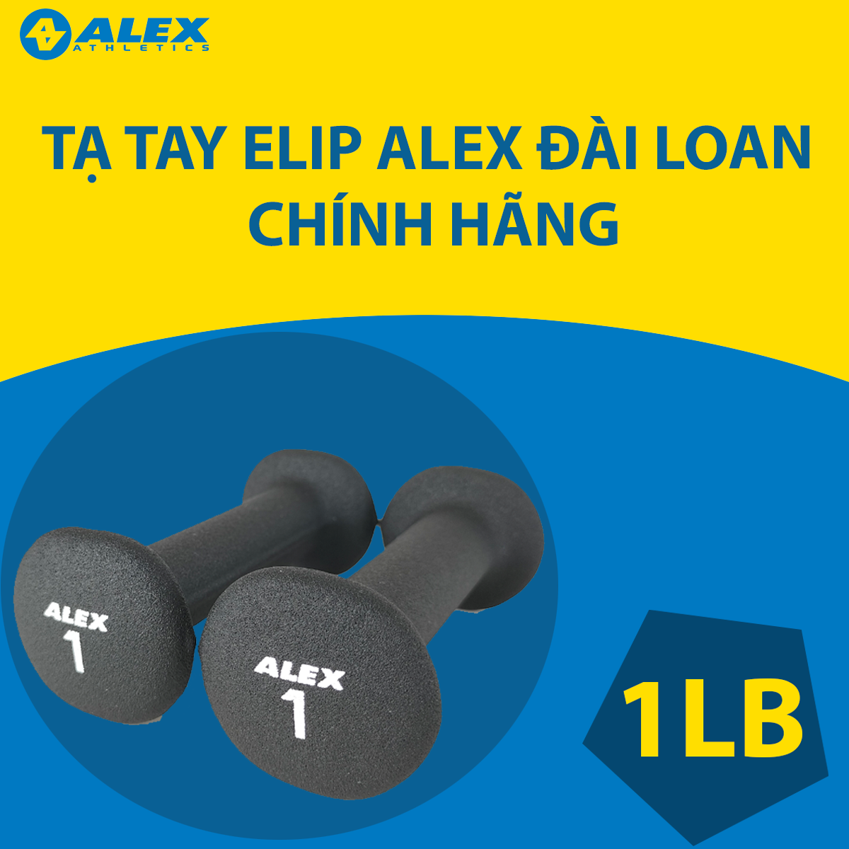[ẢNH THẬT+VIDEO] Bộ Tạ Tay Elip ALEX 1LB,Lõi Gang Đặc Bọc Cao Su Cao Cấp Cho Nữ,Trẻ Em Tập Gym Yoga,Chống Trơn Trượt (Tổng: 0.9Kg)
