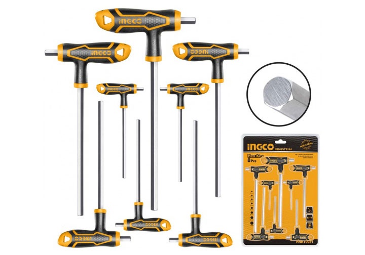 Bộ 8 chìa lục giác tay cầm chữ t ingco hhkt8081