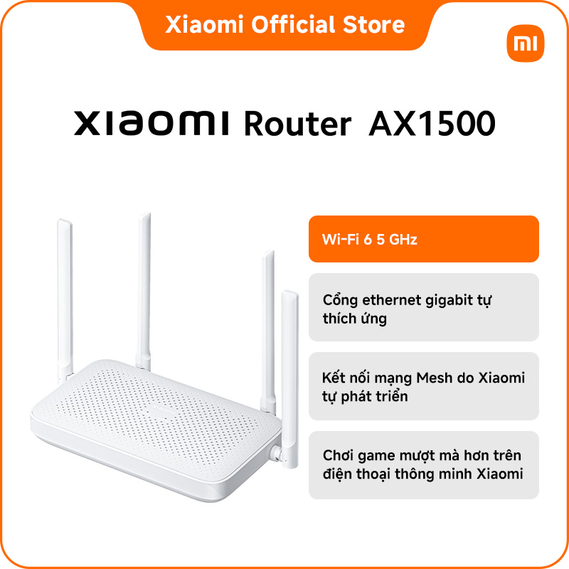 Xiaomi Router AX1500 | Wi-Fi 6 5 GHz | Cổng ethernet gigabit tự thích ứng | Kết nối mạng Mesh do Xiaomi tự phát triển | Chơi game mượt mà hơn trên điện thoại thông minh Xiaomi