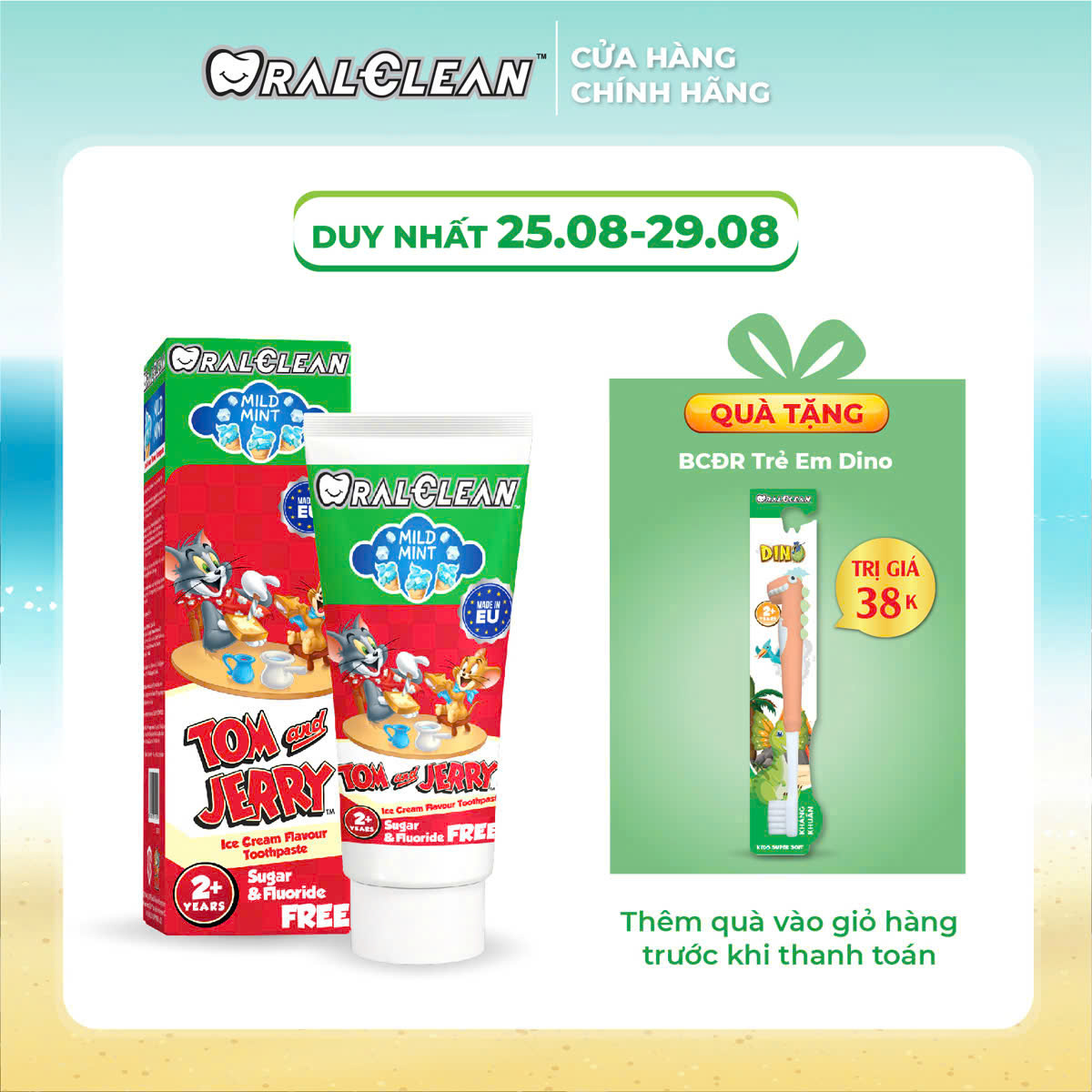 Kem đánh răng trẻ em vị bạc hà Oral Clean Tom&Jerry Mild Mint 75ml