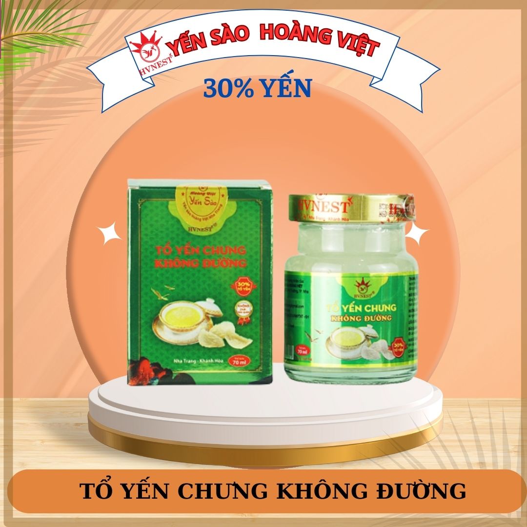 Yến sào không đường - yến sào Hoàng Việt cao cấp 30% , dành cho người bị tiểu đường ,xuất xứ nước yến sào Khánh Hòa - Nha Trang, là loại yến hũ chưng sẵn 70ml
