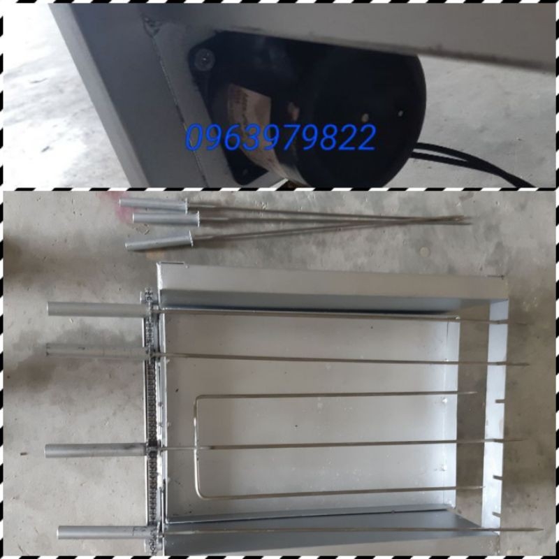 MÁY NƯỚNG THỊT XIÊN THỊT GÀ mô tơ tự quay gắn sẵn kèm 5 XIÊN INOX tặng 1 CHẠC NƯỚNG GÀ