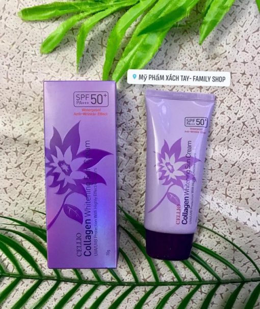 Kem chống nắng Cellio Collagen Whitening Sun Cream SPF50 PA+++ chính hãng Hàn Quốc 70g Bảo Vệ Tuyệt Đối Làn Da Trước Bức Xạ Mặt Trời