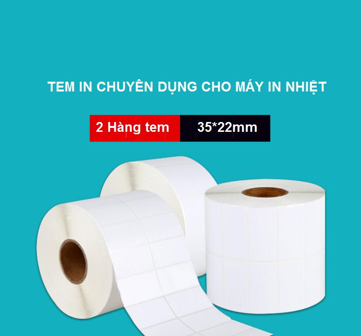 [HCM]Combo 10 Cuộn Giấy In Mã Vạch 2 Tem Nhiệt 35*22 Cho Máy In Nhiệt 350b365bApos