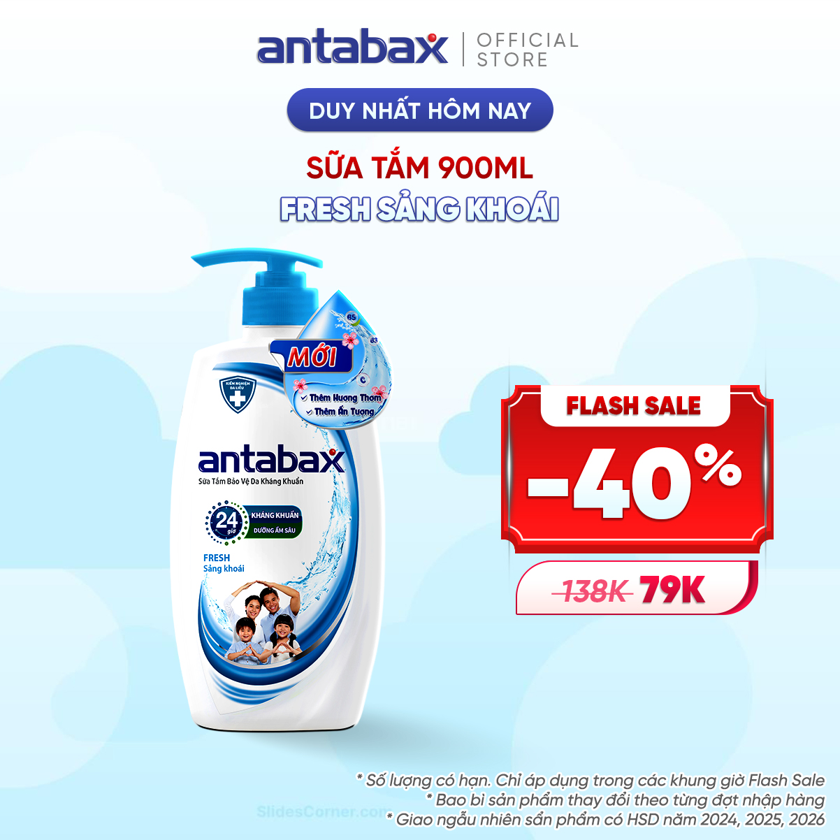 Sữa tắm bảo vệ da kháng khuẩn antabax fresh sảng khoái 900ml