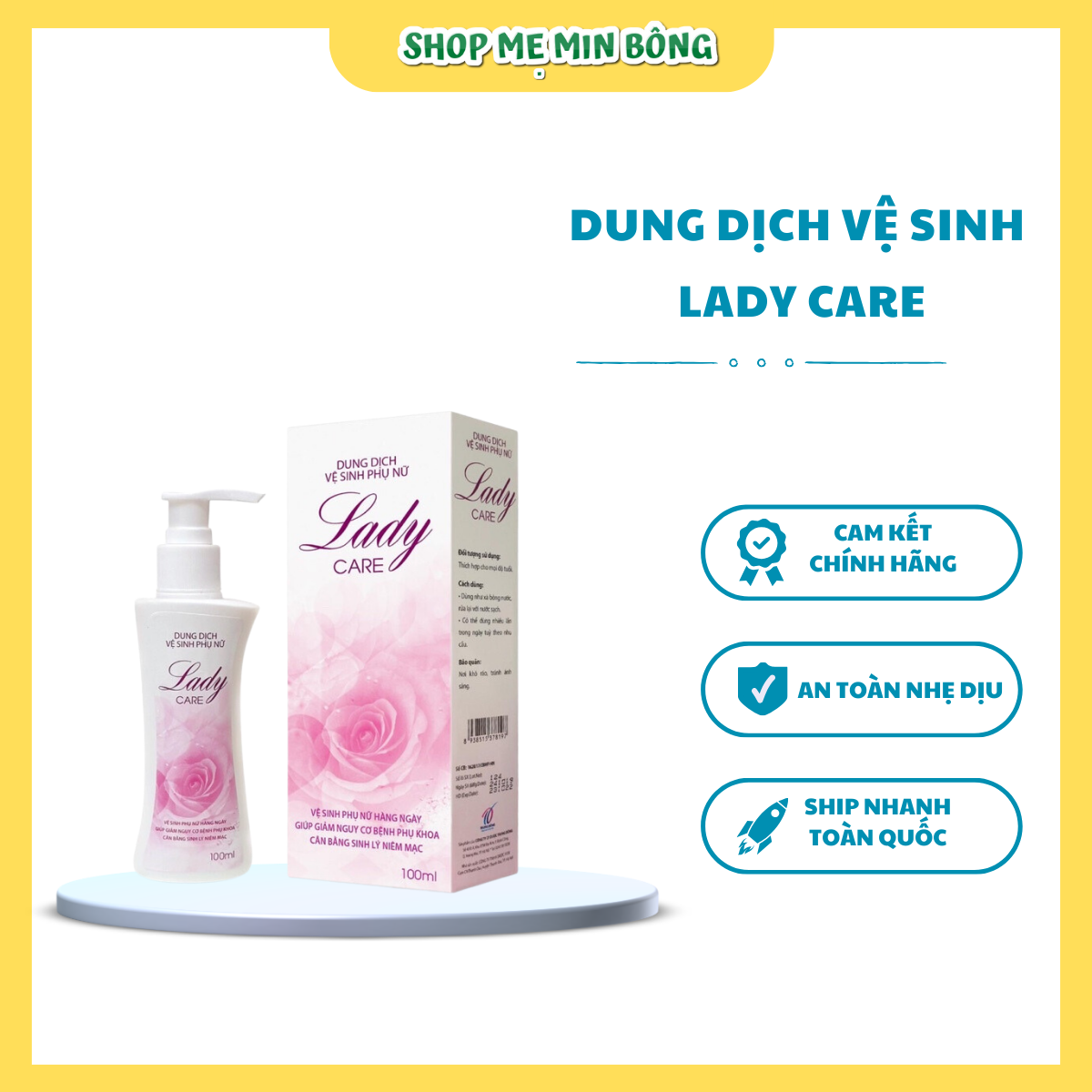 Dung dịch vệ sinh phụ nữ lady care giúp khử mùi, dưỡng ẩm, làm sạch, dịu nhẹ 200ml