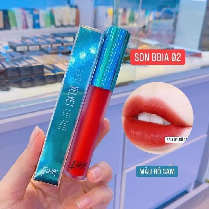 Son kem lì bbia màu 02 extra bounce đỏ cam last velvet lip tint 5g