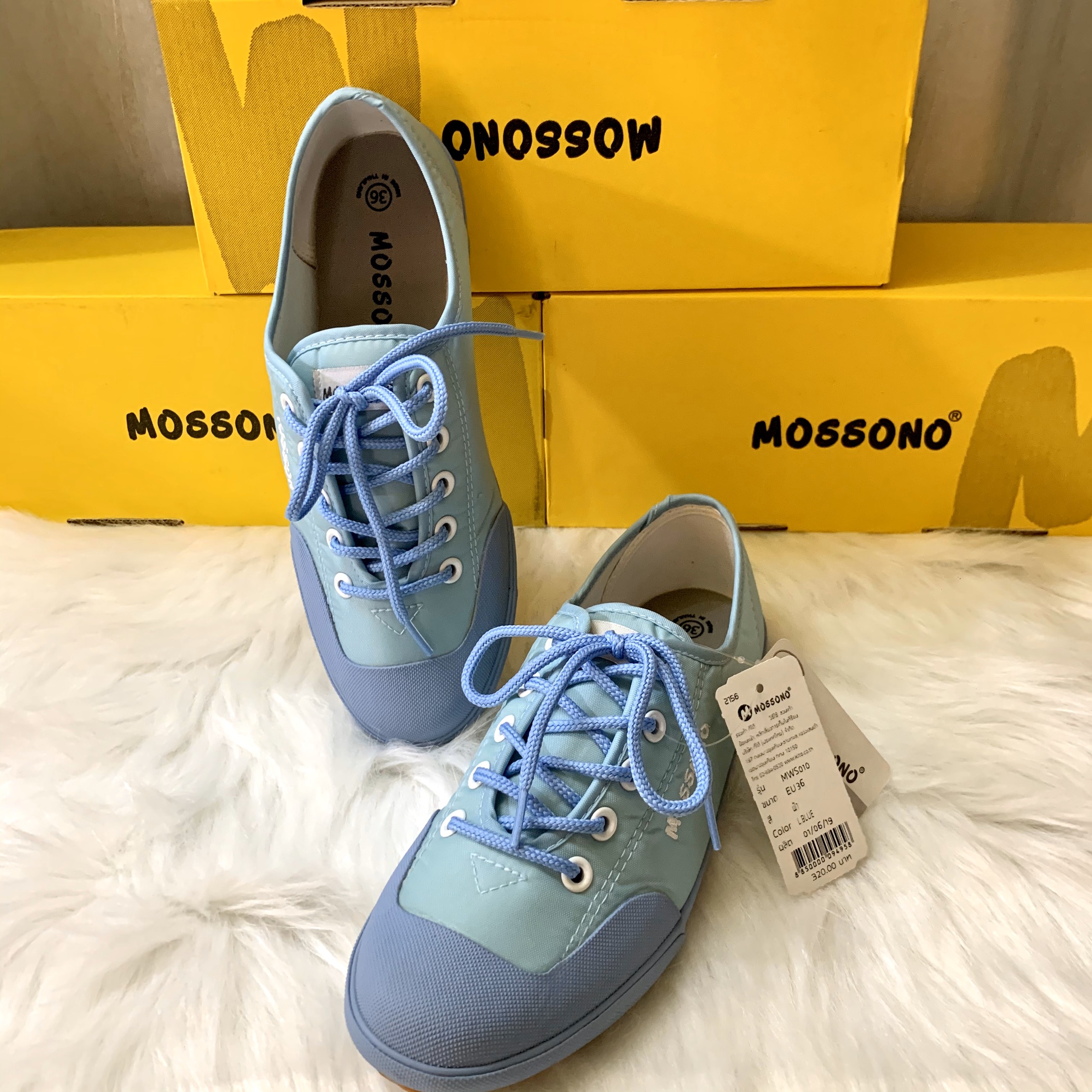 Giày Nữ Thái Lan Mossono Vải Dù Thể Thao Cá Tính Năng Động Trẻ Trung MWS010 XANH DA TRỜI