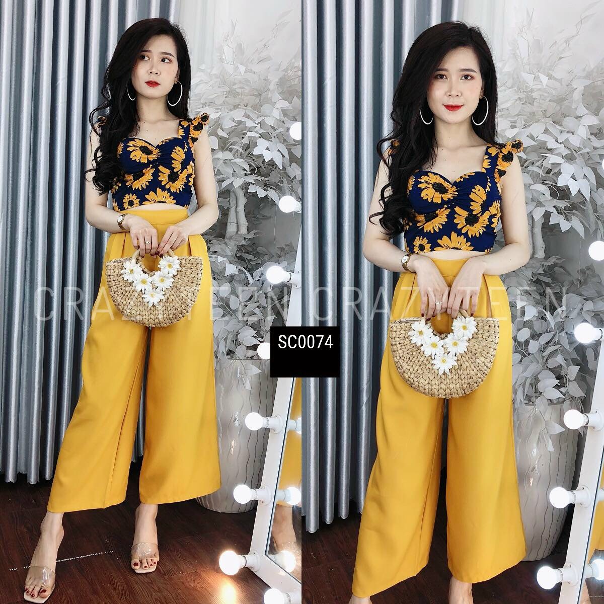 SET BỘ QUẦN ỐNG RỘNG PHỐI ÁO HOA ÔM BODY FORM CHUẨN SIÊU MÁT SIÊU ĐẸP CHO MÙA HÈ NĂNG ĐỘNG SGR