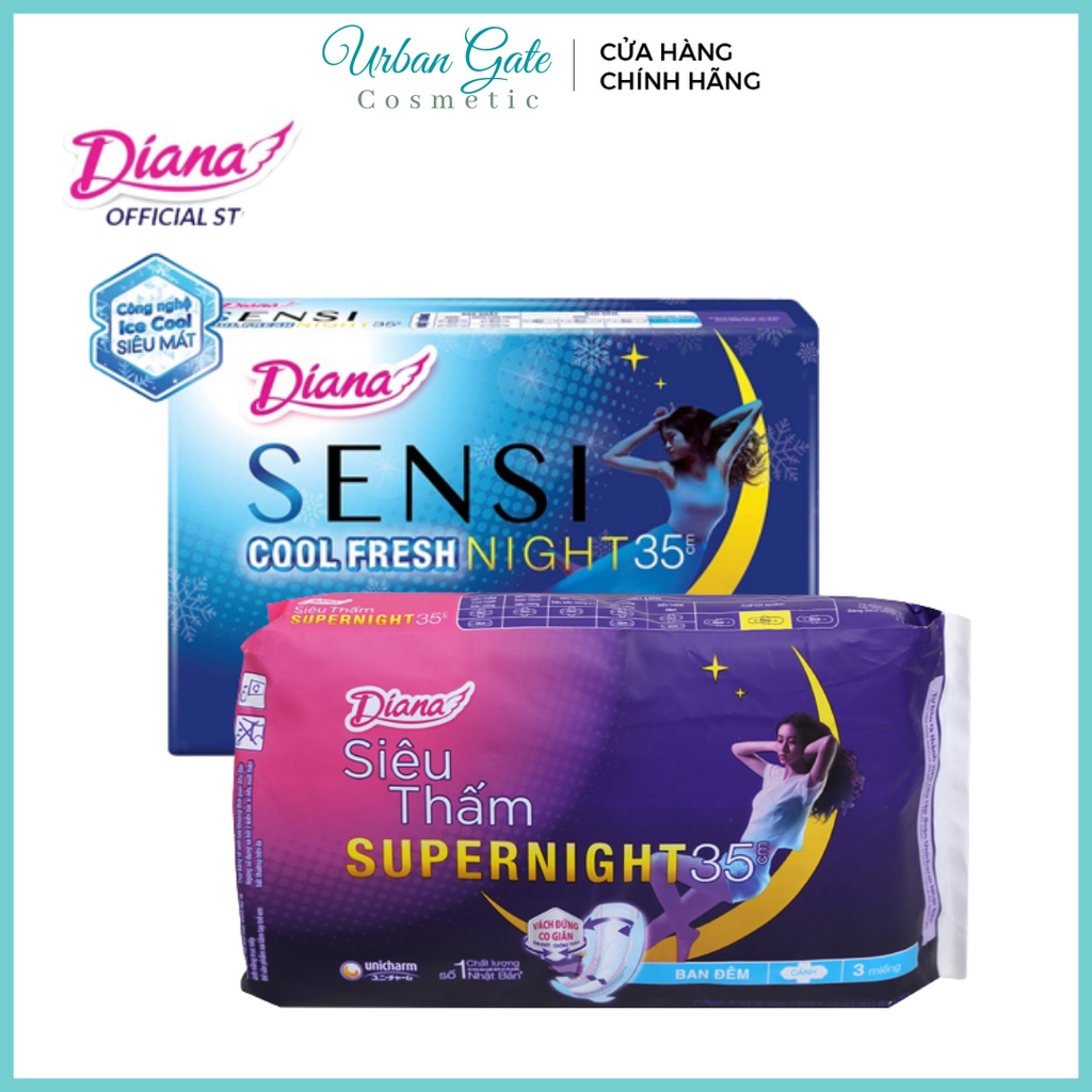 Sanitary napkins Diana Sensi cool night fresh night 35cm -3 pieces BVS