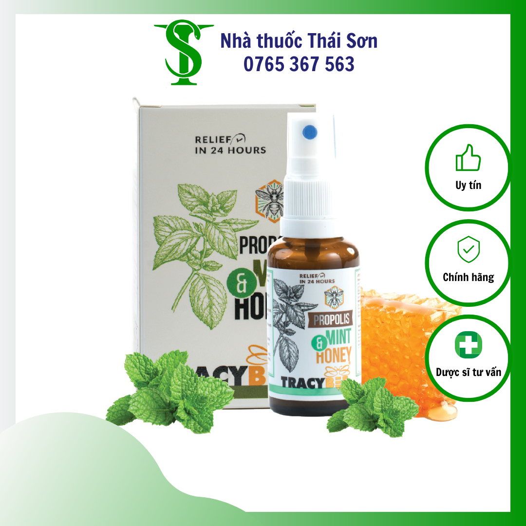 Keo ong xanh dạng xịt tracybee. chai xịt 30ml vị bạc hà