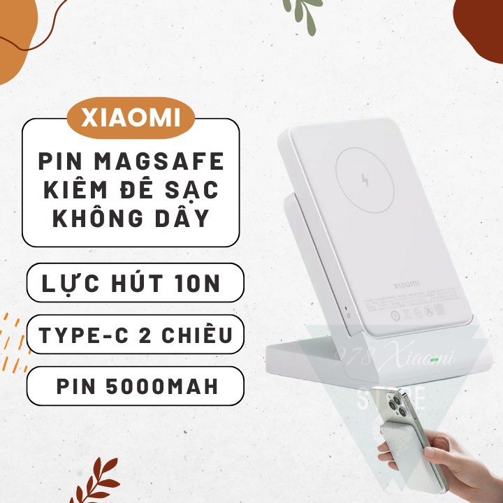 Pin sạc dự phòng Magsafe Xi aomi P05ZM kiêm đế sạc không dây - Pin dự phòng không dây Xi aomi