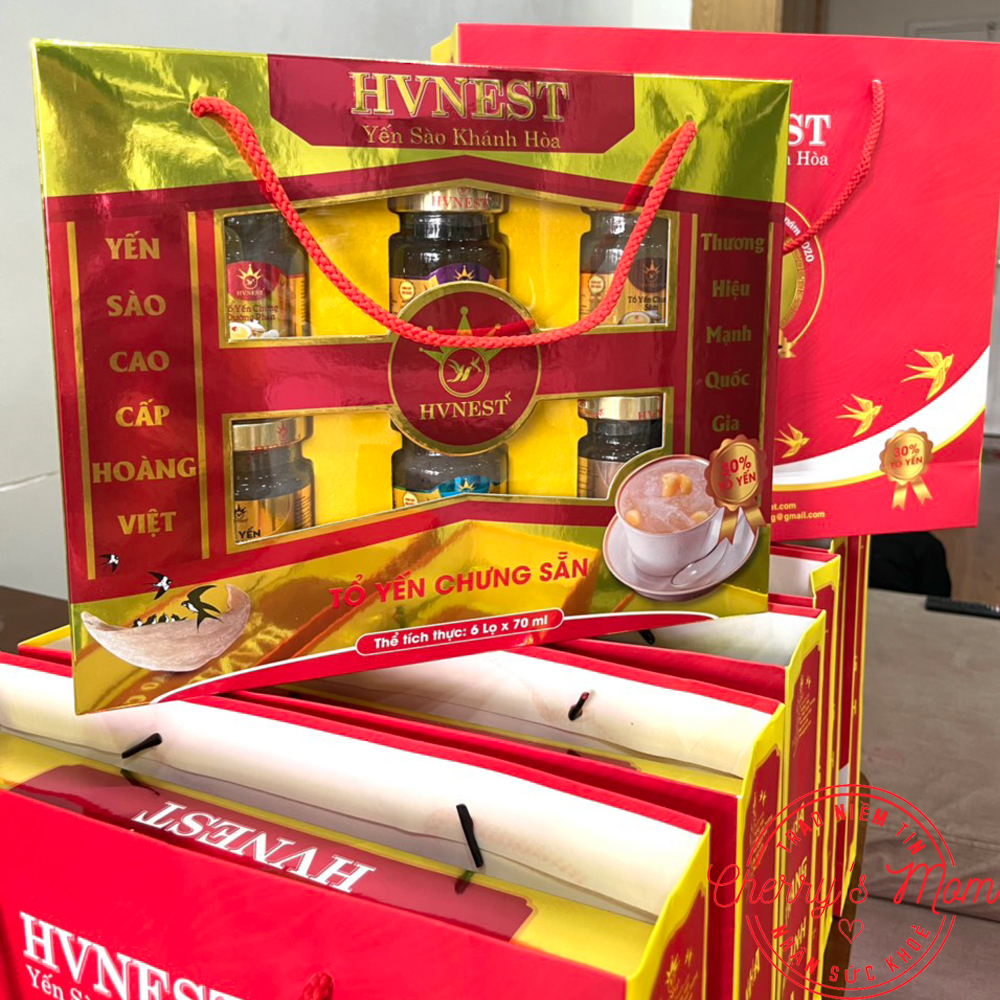 Set quà biếu tổ yến sào hoàng việt chưng sẵn 70ml mix vị đường phèn, hạt chia, sâm, hạt sen, táo sen, tứ vị