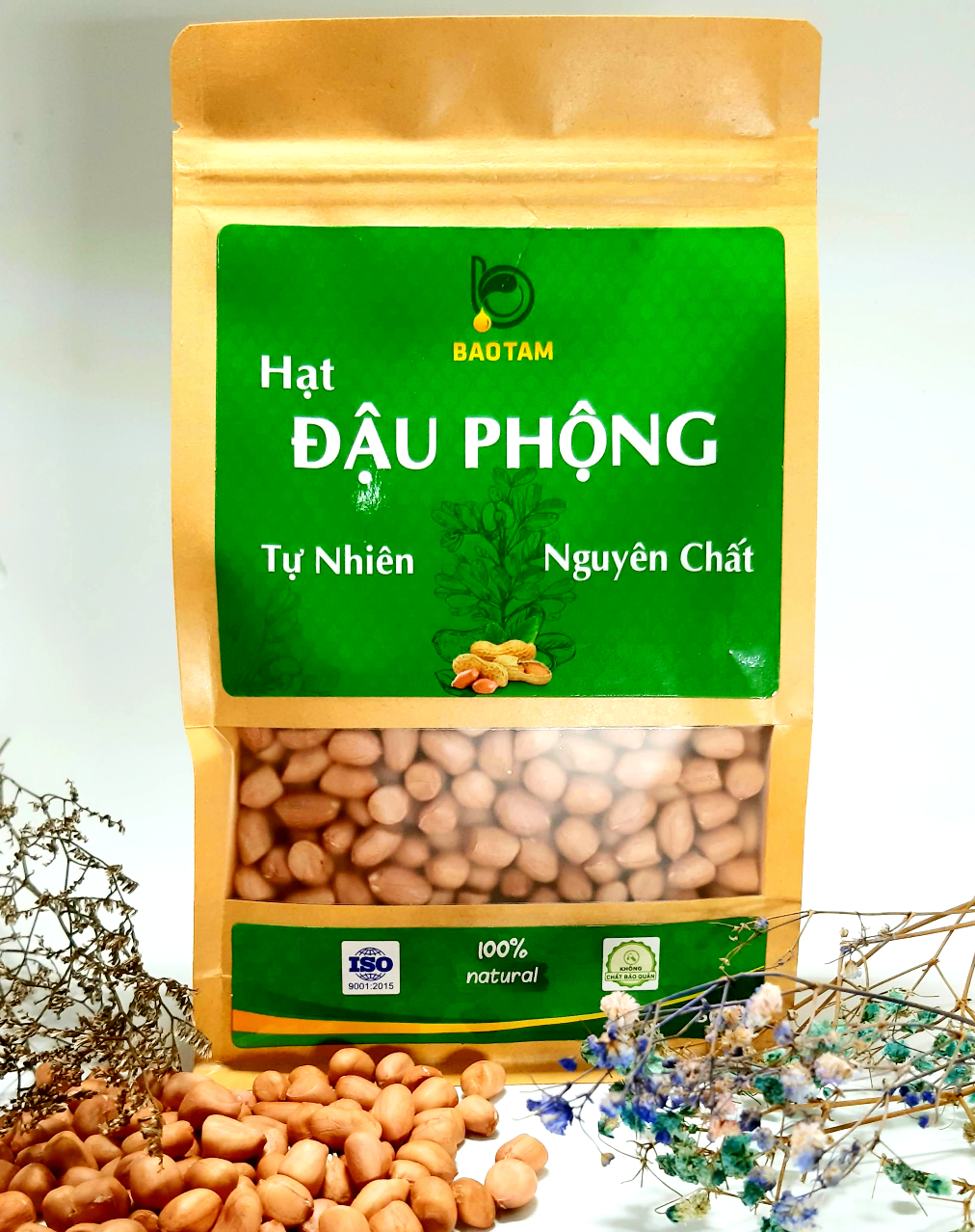 Hạt đậu phộng sẻ tự nhiên bảo tâm - hàng cao cấp, sàng lọc kỹ, rất đẹp và đồng đều - đóng túi zip an toàn, tiện lợi - hàng chính hàng - gói 500g