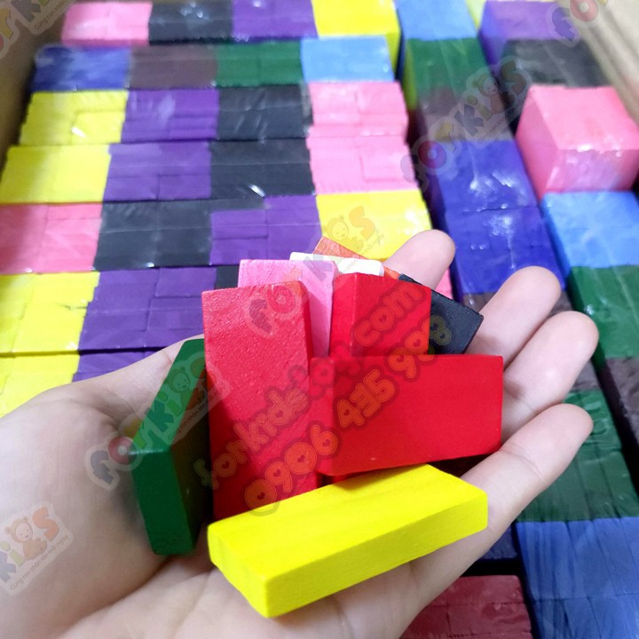 Domino gỗ nhiều màu 1200 quân đồ chơi gỗ cho bé