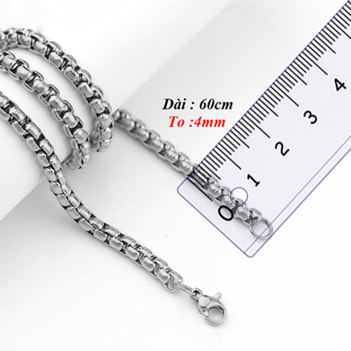 [HCM]Dây chuyền inox nam màu trắng cực đẹp không đen 4mm