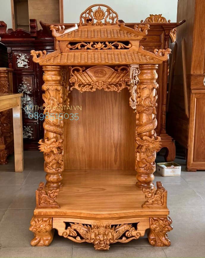 Bàn thờ thần tài ông địa mái ngói Đình Trúc Vip