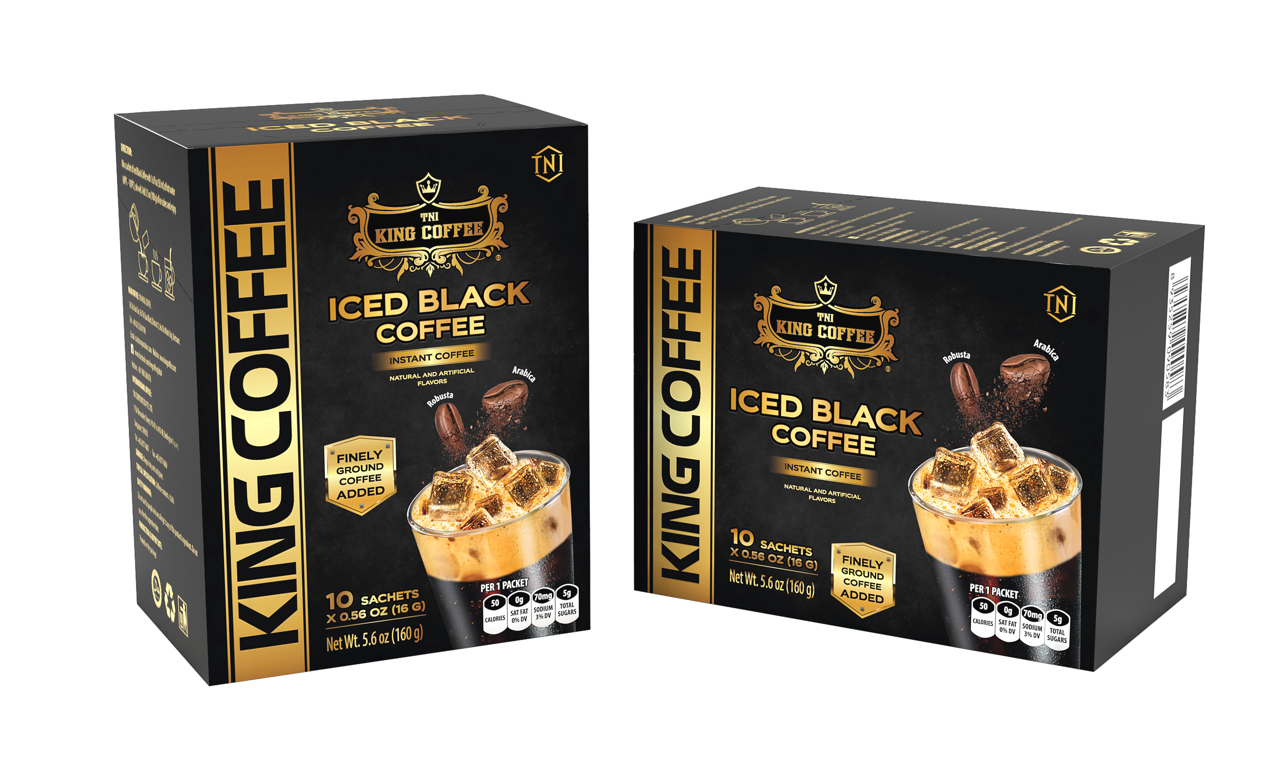 KING COFFEE Iced Black instant coffee - Box 160g 10 sachets x 16g EE
