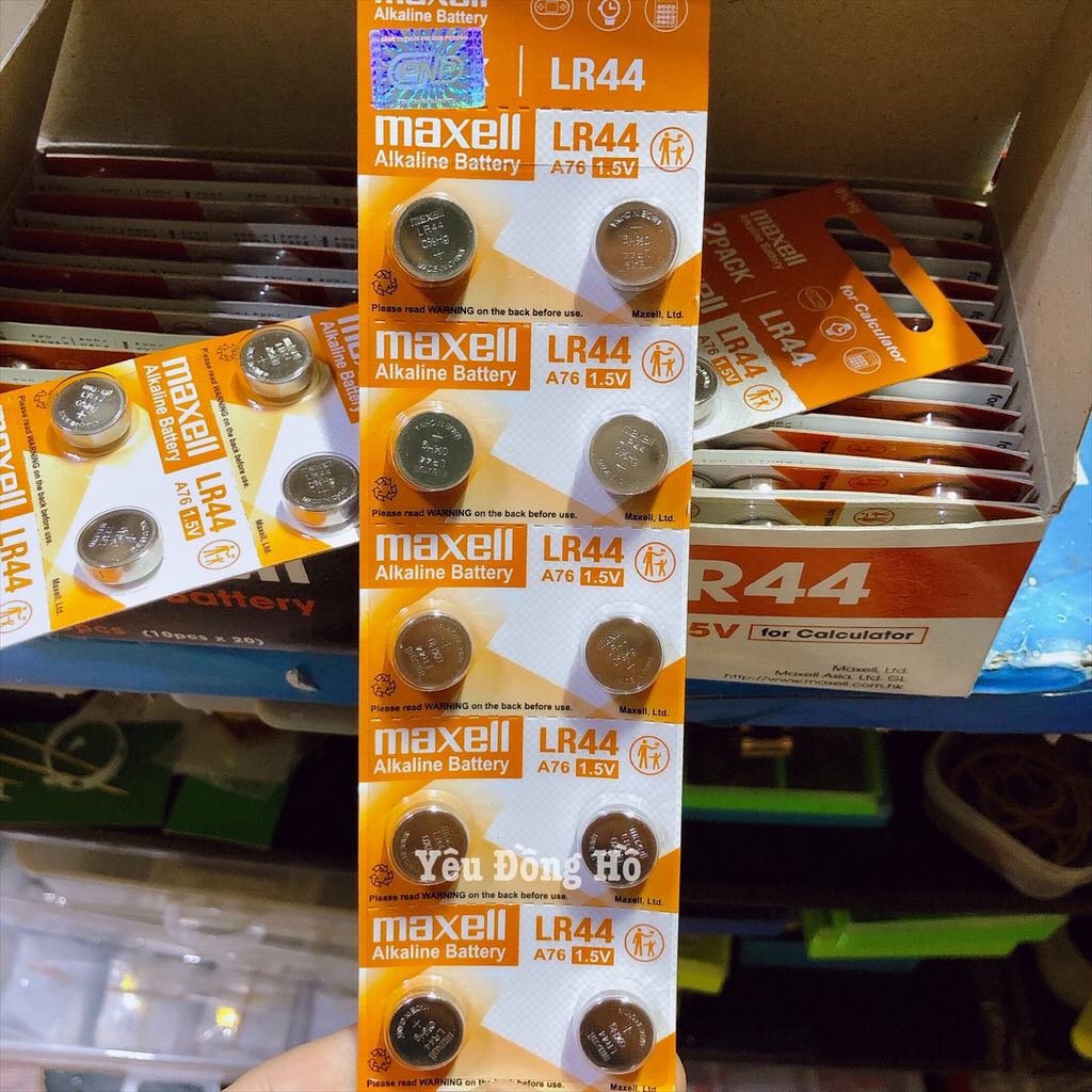 Vỉ 10 viên pin lr44 ag13 357 a76 sr44w chính hãng maxell japan